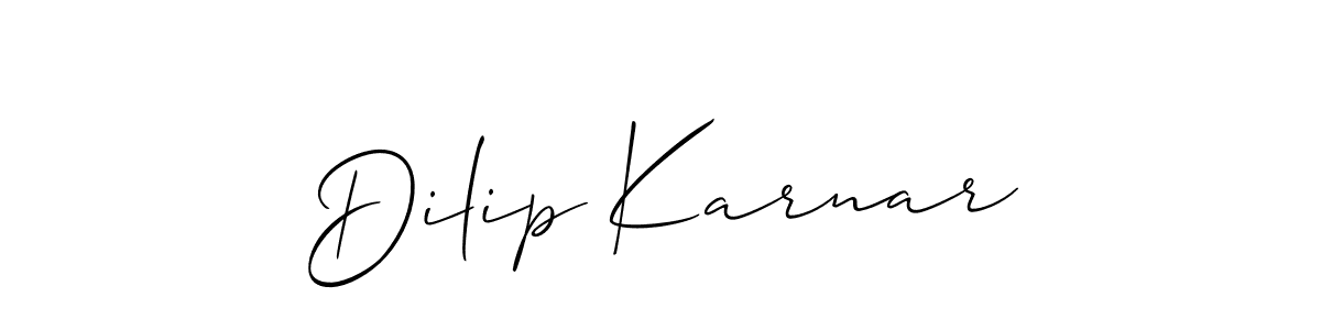 Create a beautiful signature design for name Dilip Karnar. With this signature (Allison_Script) fonts, you can make a handwritten signature for free. Dilip Karnar signature style 2 images and pictures png