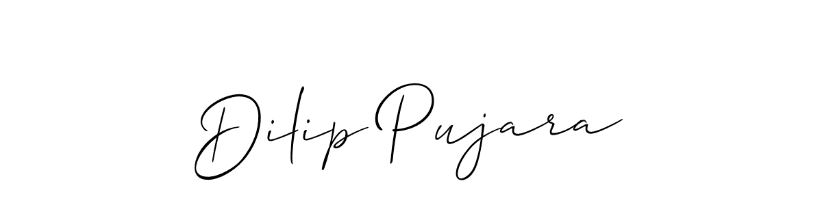 Dilip Pujara stylish signature style. Best Handwritten Sign (Allison_Script) for my name. Handwritten Signature Collection Ideas for my name Dilip Pujara. Dilip Pujara signature style 2 images and pictures png