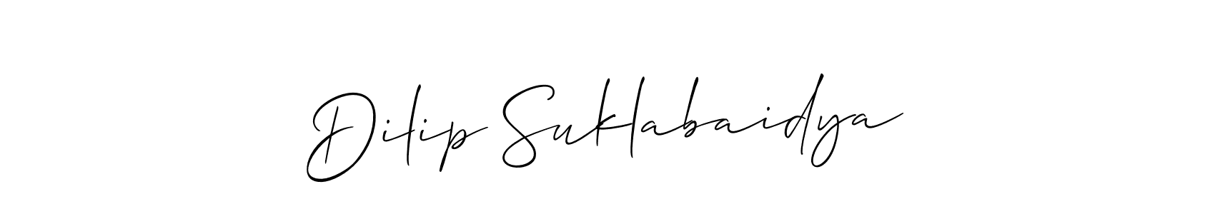 How to Draw Dilip Suklabaidya signature style? Allison_Script is a latest design signature styles for name Dilip Suklabaidya. Dilip Suklabaidya signature style 2 images and pictures png