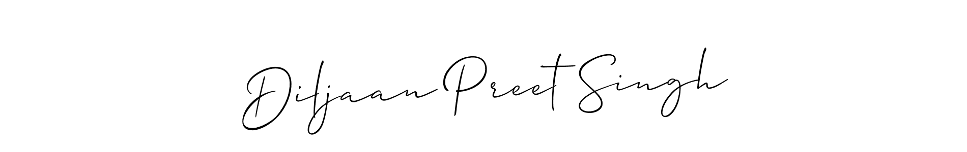 Allison_Script is a professional signature style that is perfect for those who want to add a touch of class to their signature. It is also a great choice for those who want to make their signature more unique. Get Diljaan Preet Singh name to fancy signature for free. Diljaan Preet Singh signature style 2 images and pictures png