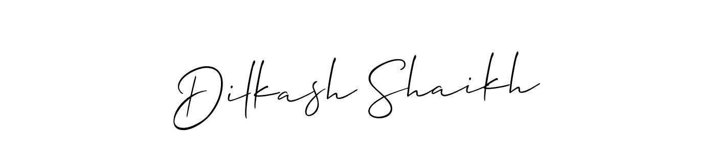 if you are searching for the best signature style for your name Dilkash Shaikh. so please give up your signature search. here we have designed multiple signature styles  using Allison_Script. Dilkash Shaikh signature style 2 images and pictures png