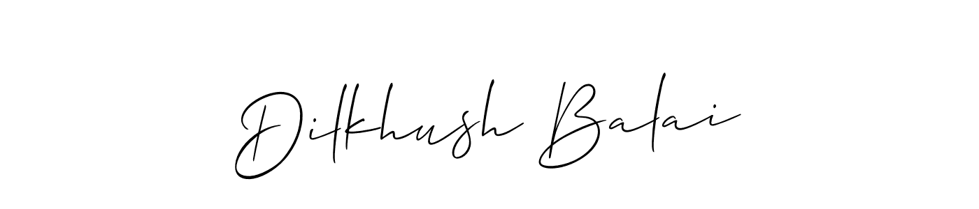 The best way (Allison_Script) to make a short signature is to pick only two or three words in your name. The name Dilkhush Balai include a total of six letters. For converting this name. Dilkhush Balai signature style 2 images and pictures png