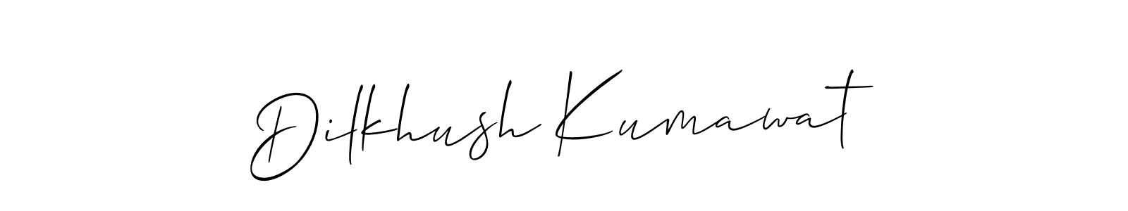 Make a beautiful signature design for name Dilkhush Kumawat. With this signature (Allison_Script) style, you can create a handwritten signature for free. Dilkhush Kumawat signature style 2 images and pictures png