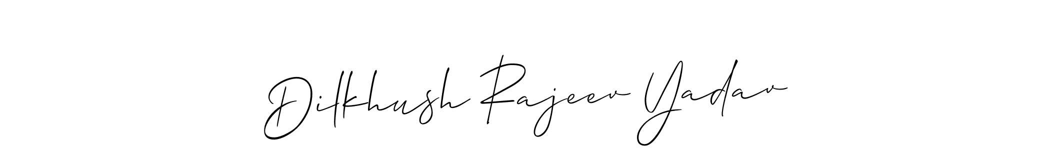 Allison_Script is a professional signature style that is perfect for those who want to add a touch of class to their signature. It is also a great choice for those who want to make their signature more unique. Get Dilkhush Rajeev Yadav name to fancy signature for free. Dilkhush Rajeev Yadav signature style 2 images and pictures png