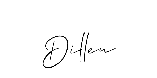 How to make Dillen name signature. Use Allison_Script style for creating short signs online. This is the latest handwritten sign. Dillen signature style 2 images and pictures png