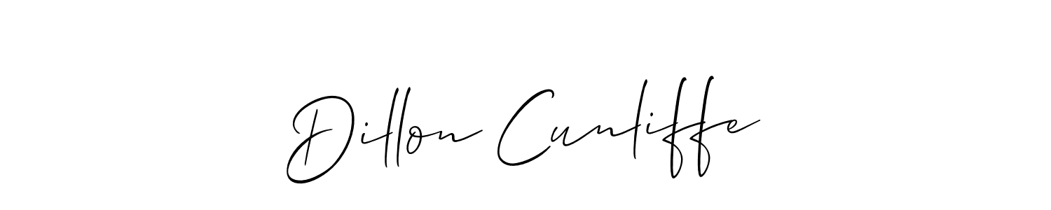 The best way (Allison_Script) to make a short signature is to pick only two or three words in your name. The name Dillon Cunliffe include a total of six letters. For converting this name. Dillon Cunliffe signature style 2 images and pictures png