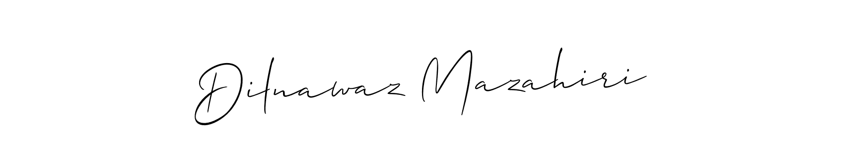 How to make Dilnawaz Mazahiri name signature. Use Allison_Script style for creating short signs online. This is the latest handwritten sign. Dilnawaz Mazahiri signature style 2 images and pictures png