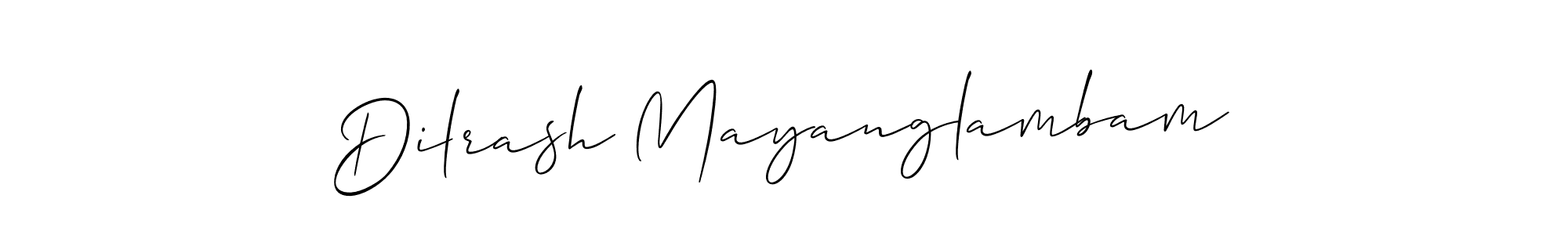 if you are searching for the best signature style for your name Dilrash Mayanglambam. so please give up your signature search. here we have designed multiple signature styles  using Allison_Script. Dilrash Mayanglambam signature style 2 images and pictures png