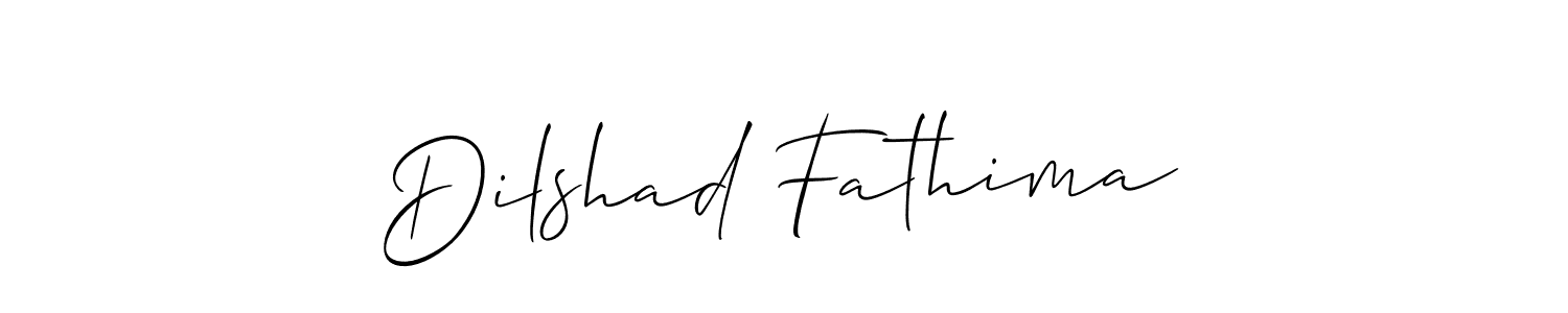 The best way (Allison_Script) to make a short signature is to pick only two or three words in your name. The name Dilshad Fathima include a total of six letters. For converting this name. Dilshad Fathima signature style 2 images and pictures png