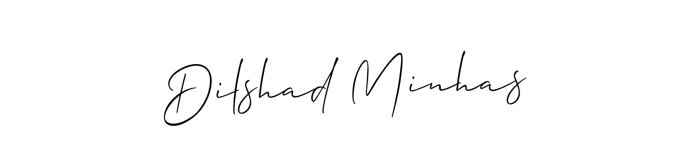 Create a beautiful signature design for name Dilshad Minhas. With this signature (Allison_Script) fonts, you can make a handwritten signature for free. Dilshad Minhas signature style 2 images and pictures png