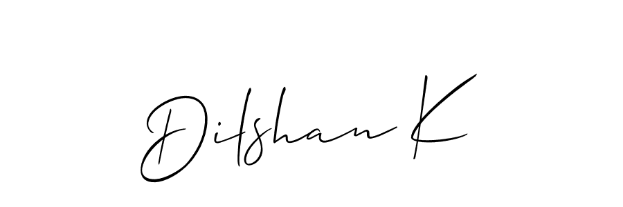 How to make Dilshan K name signature. Use Allison_Script style for creating short signs online. This is the latest handwritten sign. Dilshan K signature style 2 images and pictures png