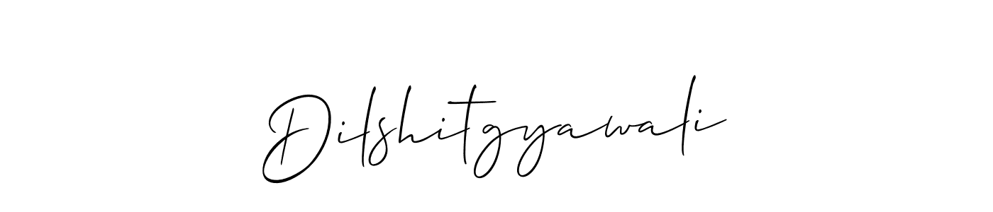 How to make Dilshitgyawali signature? Allison_Script is a professional autograph style. Create handwritten signature for Dilshitgyawali name. Dilshitgyawali signature style 2 images and pictures png