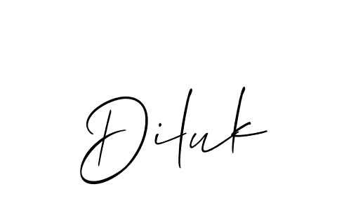 Create a beautiful signature design for name Diluk. With this signature (Allison_Script) fonts, you can make a handwritten signature for free. Diluk signature style 2 images and pictures png