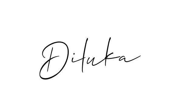 Design your own signature with our free online signature maker. With this signature software, you can create a handwritten (Allison_Script) signature for name Diluka. Diluka signature style 2 images and pictures png