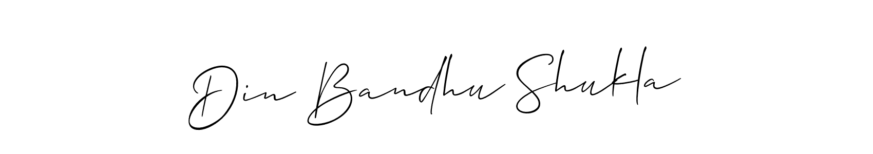 The best way (Allison_Script) to make a short signature is to pick only two or three words in your name. The name Din Bandhu Shukla include a total of six letters. For converting this name. Din Bandhu Shukla signature style 2 images and pictures png