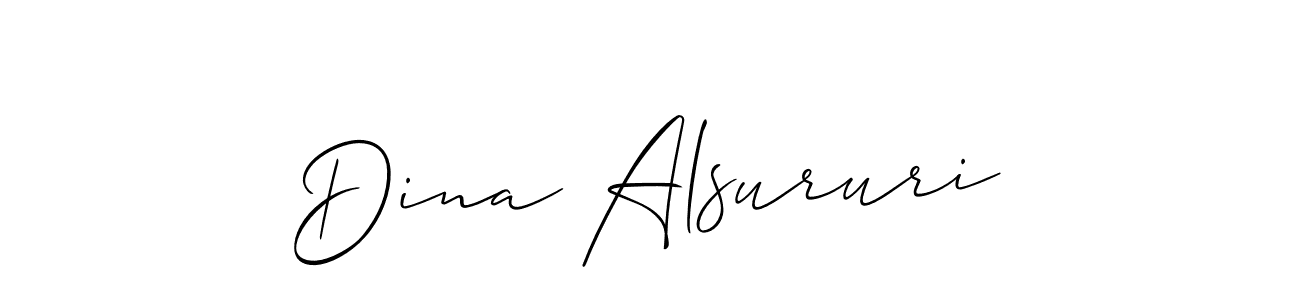 The best way (Allison_Script) to make a short signature is to pick only two or three words in your name. The name Dina Alsururi include a total of six letters. For converting this name. Dina Alsururi signature style 2 images and pictures png