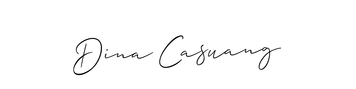 Allison_Script is a professional signature style that is perfect for those who want to add a touch of class to their signature. It is also a great choice for those who want to make their signature more unique. Get Dina Casuang name to fancy signature for free. Dina Casuang signature style 2 images and pictures png