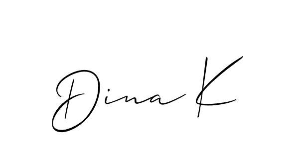 How to make Dina K name signature. Use Allison_Script style for creating short signs online. This is the latest handwritten sign. Dina K signature style 2 images and pictures png