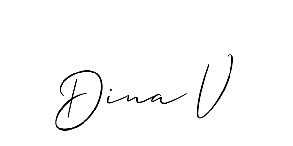 It looks lik you need a new signature style for name Dina V. Design unique handwritten (Allison_Script) signature with our free signature maker in just a few clicks. Dina V signature style 2 images and pictures png