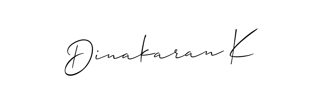 How to make Dinakaran K signature? Allison_Script is a professional autograph style. Create handwritten signature for Dinakaran K name. Dinakaran K signature style 2 images and pictures png