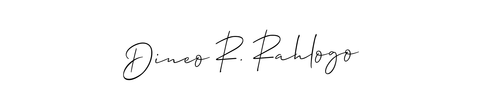 How to make Dineo R. Rahlogo name signature. Use Allison_Script style for creating short signs online. This is the latest handwritten sign. Dineo R. Rahlogo signature style 2 images and pictures png