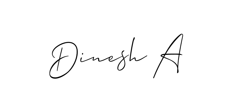 How to make Dinesh A name signature. Use Allison_Script style for creating short signs online. This is the latest handwritten sign. Dinesh A signature style 2 images and pictures png