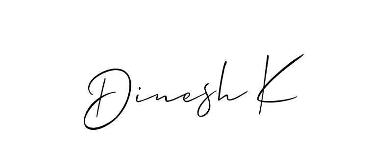 Create a beautiful signature design for name Dinesh K. With this signature (Allison_Script) fonts, you can make a handwritten signature for free. Dinesh K signature style 2 images and pictures png