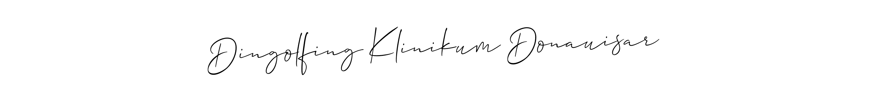 You should practise on your own different ways (Allison_Script) to write your name (Dingolfing Klinikum Donauisar) in signature. don't let someone else do it for you. Dingolfing Klinikum Donauisar signature style 2 images and pictures png