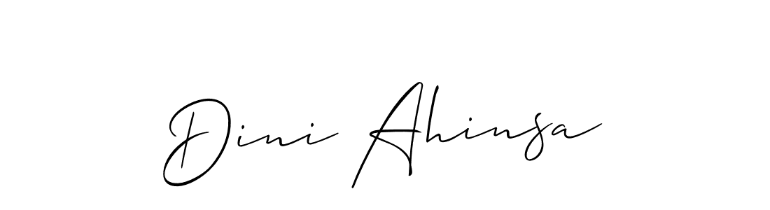 Create a beautiful signature design for name Dini Ahinsa. With this signature (Allison_Script) fonts, you can make a handwritten signature for free. Dini Ahinsa signature style 2 images and pictures png