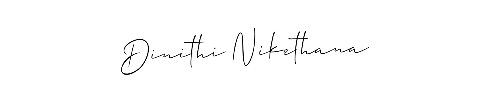 How to make Dinithi Nikethana name signature. Use Allison_Script style for creating short signs online. This is the latest handwritten sign. Dinithi Nikethana signature style 2 images and pictures png