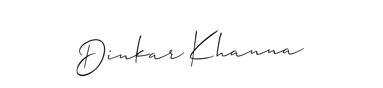 The best way (Allison_Script) to make a short signature is to pick only two or three words in your name. The name Dinkar Khanna include a total of six letters. For converting this name. Dinkar Khanna signature style 2 images and pictures png