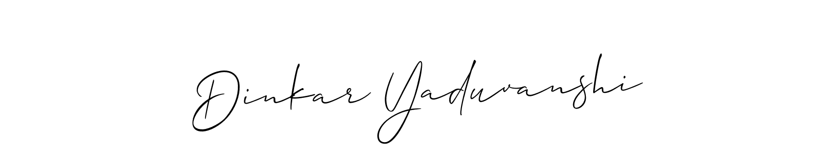 You should practise on your own different ways (Allison_Script) to write your name (Dinkar Yaduvanshi) in signature. don't let someone else do it for you. Dinkar Yaduvanshi signature style 2 images and pictures png