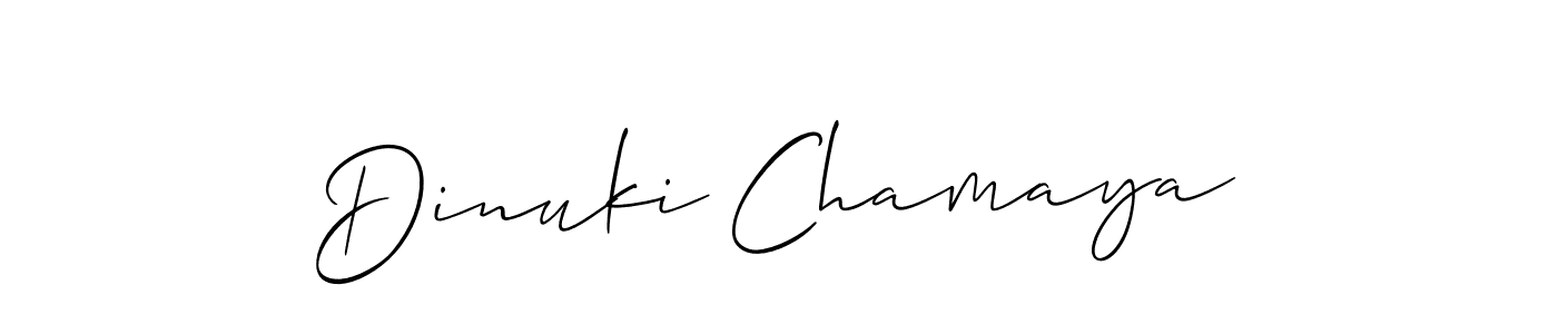 How to make Dinuki Chamaya signature? Allison_Script is a professional autograph style. Create handwritten signature for Dinuki Chamaya name. Dinuki Chamaya signature style 2 images and pictures png