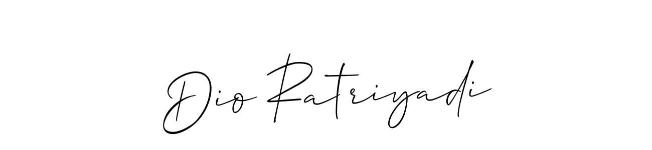 The best way (Allison_Script) to make a short signature is to pick only two or three words in your name. The name Dio Ratriyadi include a total of six letters. For converting this name. Dio Ratriyadi signature style 2 images and pictures png