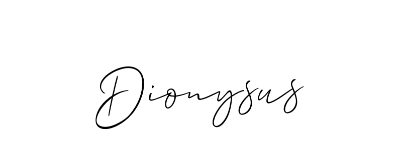 Use a signature maker to create a handwritten signature online. With this signature software, you can design (Allison_Script) your own signature for name Dionysus. Dionysus signature style 2 images and pictures png