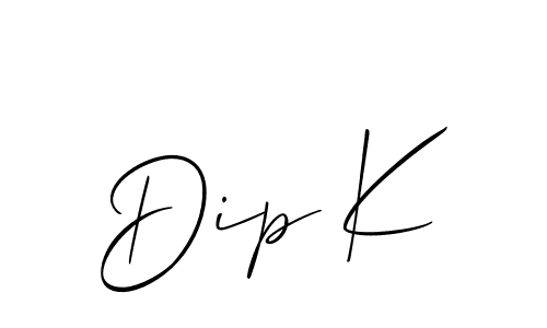 Design your own signature with our free online signature maker. With this signature software, you can create a handwritten (Allison_Script) signature for name Dip K. Dip K signature style 2 images and pictures png
