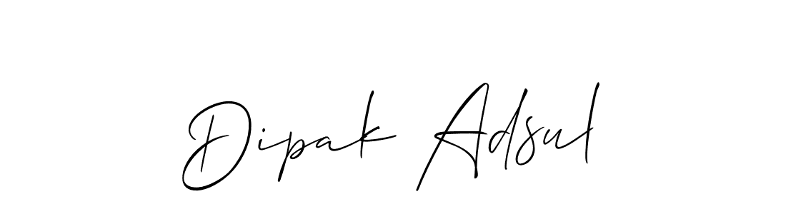 This is the best signature style for the Dipak Adsul name. Also you like these signature font (Allison_Script). Mix name signature. Dipak Adsul signature style 2 images and pictures png