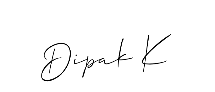 Create a beautiful signature design for name Dipak K. With this signature (Allison_Script) fonts, you can make a handwritten signature for free. Dipak K signature style 2 images and pictures png