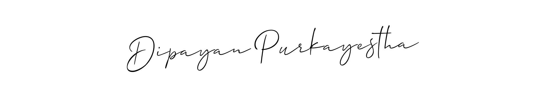 The best way (Allison_Script) to make a short signature is to pick only two or three words in your name. The name Dipayan Purkayestha include a total of six letters. For converting this name. Dipayan Purkayestha signature style 2 images and pictures png