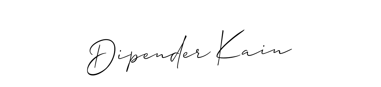 Use a signature maker to create a handwritten signature online. With this signature software, you can design (Allison_Script) your own signature for name Dipender Kain. Dipender Kain signature style 2 images and pictures png