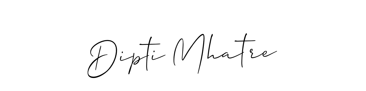 The best way (Allison_Script) to make a short signature is to pick only two or three words in your name. The name Dipti Mhatre include a total of six letters. For converting this name. Dipti Mhatre signature style 2 images and pictures png