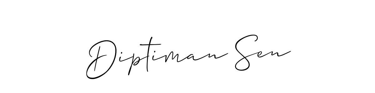 Use a signature maker to create a handwritten signature online. With this signature software, you can design (Allison_Script) your own signature for name Diptiman Sen. Diptiman Sen signature style 2 images and pictures png