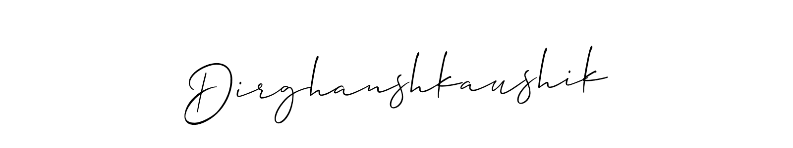 Create a beautiful signature design for name Dirghanshkaushik. With this signature (Allison_Script) fonts, you can make a handwritten signature for free. Dirghanshkaushik signature style 2 images and pictures png