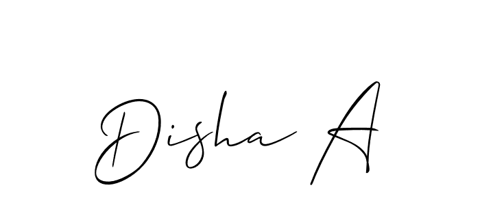 The best way (Allison_Script) to make a short signature is to pick only two or three words in your name. The name Disha A include a total of six letters. For converting this name. Disha A signature style 2 images and pictures png