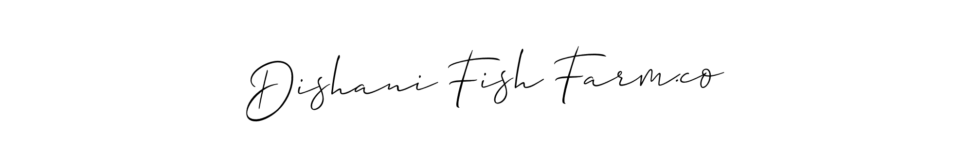 Create a beautiful signature design for name Dishani Fish Farm.co. With this signature (Allison_Script) fonts, you can make a handwritten signature for free. Dishani Fish Farm.co signature style 2 images and pictures png