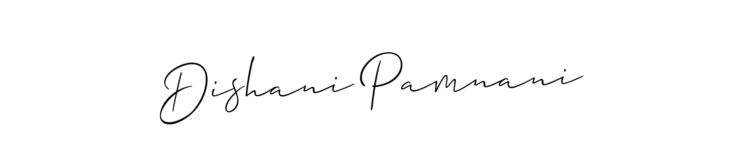 Also we have Dishani Pamnani name is the best signature style. Create professional handwritten signature collection using Allison_Script autograph style. Dishani Pamnani signature style 2 images and pictures png