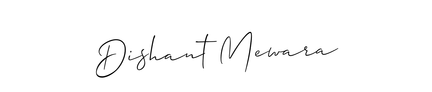 How to make Dishant Mewara signature? Allison_Script is a professional autograph style. Create handwritten signature for Dishant Mewara name. Dishant Mewara signature style 2 images and pictures png