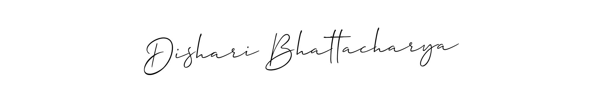 The best way (Allison_Script) to make a short signature is to pick only two or three words in your name. The name Dishari Bhattacharya include a total of six letters. For converting this name. Dishari Bhattacharya signature style 2 images and pictures png