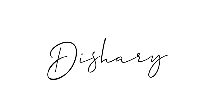 Use a signature maker to create a handwritten signature online. With this signature software, you can design (Allison_Script) your own signature for name Dishary. Dishary signature style 2 images and pictures png