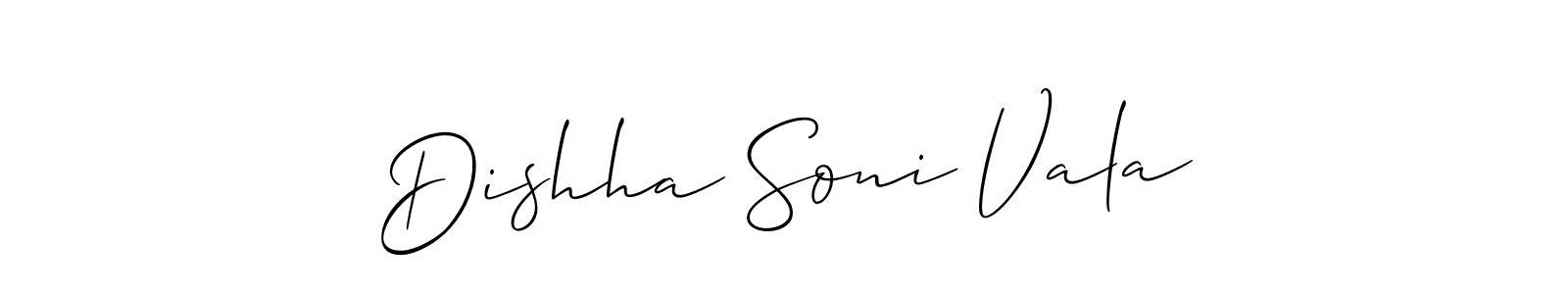 It looks lik you need a new signature style for name Dishha Soni Vala. Design unique handwritten (Allison_Script) signature with our free signature maker in just a few clicks. Dishha Soni Vala signature style 2 images and pictures png